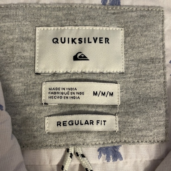 Quicksilver Palm Print Short Sleeve Button Down Cotton Blend Shirt - Picture 4 of 12